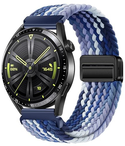 XMUXI 22mm Nylon Armband Kompatibel mit Huawei GT5/GT4/GT3/GT2/GT 46mm/Garmin Venu 3/Venu 2/Vivoactive 4, Sport Uhrenarmband für Forerunner 255/265 Damen Herren Elastisches Geflochtenes #15