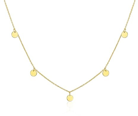 Mary & Jules Halskette Damen Gold 925 Sterling Silber, aus recyceltem Silber, vergoldet, Kette mit Plättchen, Choker Kette Damen, Coin Kette Gold für Frauen Mädchen, Goldkette Damen