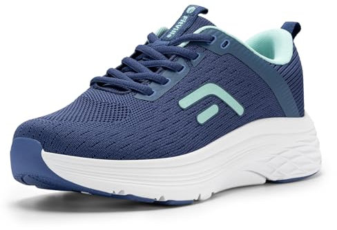 FitVille Damen Sneaker Walking Schuhe Breit Laufschuhe Weite Sportschuhe Atmungsaktiv Turnschuhe rutschfeste Leichtgewichts Straßenlaufschuhe Outdoor Fitness Jogging Azurblau/Türkisblau 42.5 EU