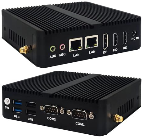 MNBOXCONET Fanless Industrial Mini PC N100 11 Pro Dual Lan, DDR4 8GB RAM 512GB SSD, Small Industrial Computer, Micro Desktop PC, HD, DP, USB3.0, COM, WiFi, BT4.2