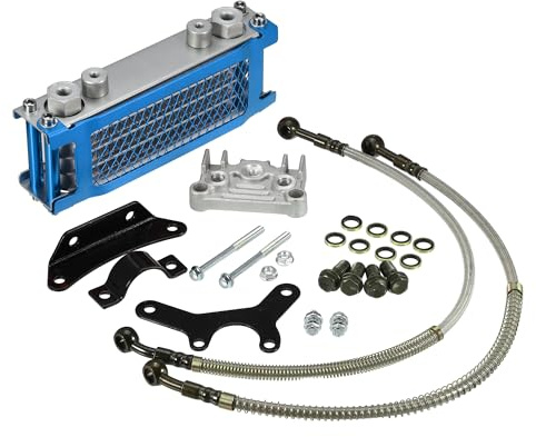X AUTOHAUX 1 Set Blue Engine Oil Cooler Standard Cooling Radiator Kit | for Dirt Bike, Pit Bike, Monkey Bike ,ATV Quad 50CC-160CC Engines