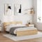 vidaXL King Size Bed Frame with Headboard - Sonoma Oak 150x200 cm, Engineered Wood Modern Bedroom Furniture with Sturdy Plywood Slats