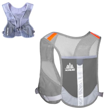 Achsoo Zaino riflettente, leggero, gilet da bere Trail Marathoner Running Zaino leggero da uomo e da donna Hydration Pack (grigio)