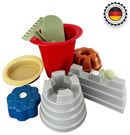 BioFactur ® 9 teilig Bio Sandspielzeug Set, Sandkasten Eimer Set,Strandspielzeug mit Schaufeln,Robust und Langlebig, Bio Plastik (9 Teilig Bio)
