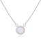 AILUOR Colliers d'Opale blanche pour femmes, plaqué or rose pendentif 11mm en pierres précieuses rondes Collier de pierres de naissance d'octobre pour femmes Cadeau pour Femme (Rond, Argent)