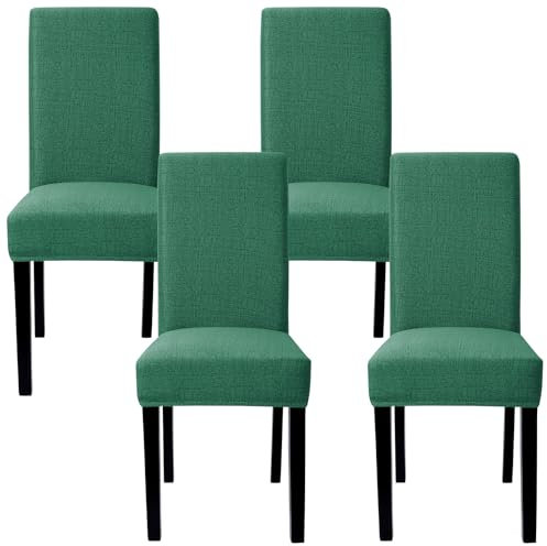 Betylifoy Stuhlhussen 4er Set Stretch Stuhlhussen für Esszimmerstühle Abnehmbare Waschbar Stuhlüberzüge Schwingstühle Stuhlbezug für Weihnachten Esszimmer Hotel Restaurant Küche (4, Dunkelgrün)