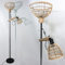 Osasy Stehlampe-2 schirm Wohnzimmer,Boho Rattan Stehlampen im Industrial Design mit Metall und Holz,Schalter,Höhe:163cm,Ohne Glühbirnen (Rattangeflecht-Schirm)