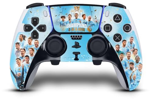 Head Case Designs Offizielle Manchester City Man City FC Team Plakat Meister 2024 Vinyl Haut Gaming Aufkleber Abziehbild Abdeckung kompatibel mit Sony Playstation 5 PS5 DualSense Edge Controller
