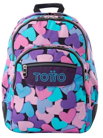 TOTTO - Mochila Escolar Grande, Modelo Rayol, Capacidad 19 L, 3 Compartimentos, 2 Bolsillos Botella, Bolsillo para PC 14, Espaldar Ergonómico con Flujo de Aire, Correas en S, Estampado Dear Blue
