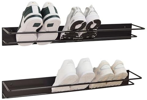 MYWIRE® Elegantes Schuhregal Metall (Graphitschwarz 2er Set) „INN“ – Moderne Schuhaufbewahrung Schuhablage im eleganten Look – hochwertiger Schuhorganizer stabil und robust – in Österreich produziert