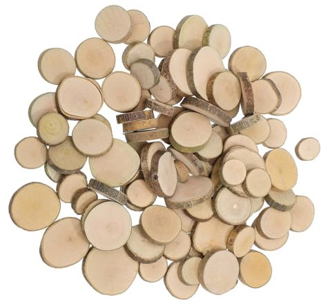 Operitacx 100stücke Runde Kleine Holzscheiben Diy-bastelmaterialien Naturbelassen Für Kunsthandwerk Hochzeit Wanddekoration Projekt
