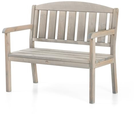 AMATA UNGURS Doppelbank Klassisches Design - Wetterfeste Holzbank für Draußen, Terrasse, Hinterhof und Garten Feuerstellen - Ergonomischer und langlebiger Stuhl, Zeitloses Design (Grau)