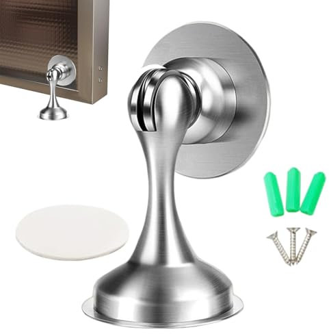 No Drilling Door Stop, Stainless Steel Door Holder, Magnetic Door Hold Open Tool, Door Stop for Hallway, Bathroom Magnetic Door Stop, Adhesive Door Holder for Bathroom, No Drill Magnetic Door Holder