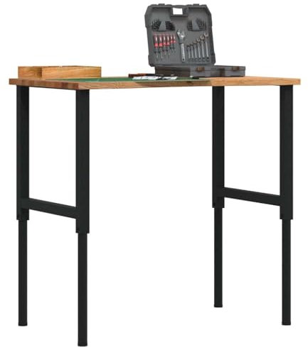 ShGaxin 3309697 Werkbank, Eiche, Hellbraun, 100 x 60 x (71,5-98 cm), Werkbank, Arbeitstisch, Werkstattbank