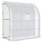 Outsunny Invernadero Pequeño de Pared Invernadero de Exterior con Ventanas Estantes de 3 Niveles y Marco de Acero Invernadero para Cultivar Plantas Flores 200x100x215 cm Blanco