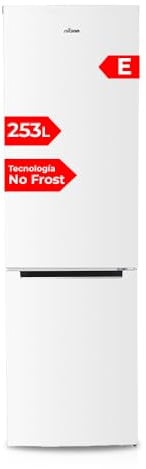 NILSON Frigorífico Combi Blanco, 2 Puertas. NC185500ENF, Capacidad 253 Litros, No Frost, Multi Air Flow, Bajo Nivel Sonoro, Puerta Reversible, Clasificación Energética E