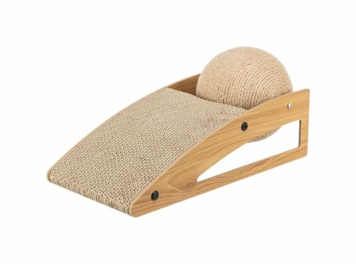Kratzrampe mit Ball, Kratzpappe/MDF, 40 × 17 × 20 cm