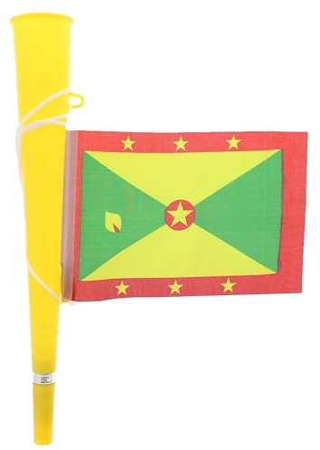 Zac's Alter Ego Yellow Woofer Horn with Grenada Flag - Bright Loud Carnival Festival Party