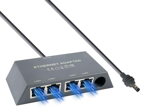 Adaptateur Ethernet 4 ports pour Starlink Gen 3/Starlink Mini, adaptateur Ethernet RJ45 pour réseau externe filaire, multi-ports pour 1 à 4 appareils simultanément – jusqu'à 1 Gbps