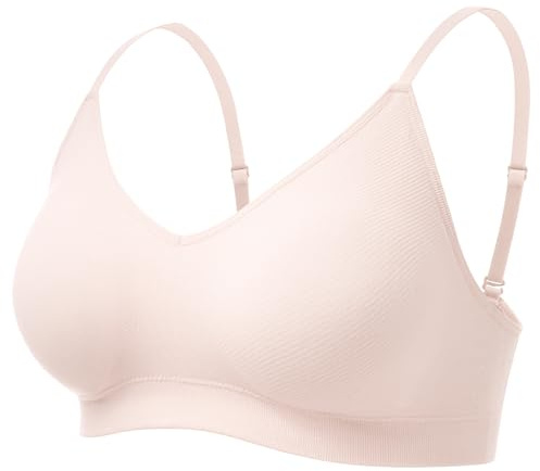 momcozy Nursing Bras for Breastfeeding and Sleep, Seamless Soft & Stretchy Maternity Bra, V Neck Wireless Pregnancy Bralette