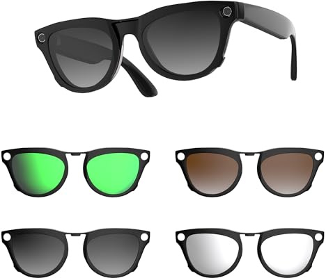 HiBloks 4Pcs Polarized Clip-on for Ray-Ban Meta Skyler Gen 2 (RW4010/RW4014 52-20), Discoloration Clip Compatible with Meta Skyler Gen 2 Smart Glasses Color Changing Clip Set (Silver+Gray+Brown+Green)