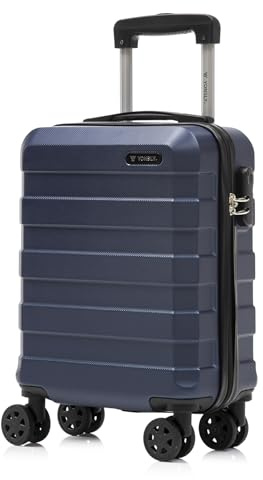YONSLY Trolley Reisekoffer, Rollkoffer Handgepäck, Travel Suitcase Hartschalenreisekoffer mit 4 Rollen 360°, Zahlenschloss, Weicher Gummigriff (S, Dunkelblau)