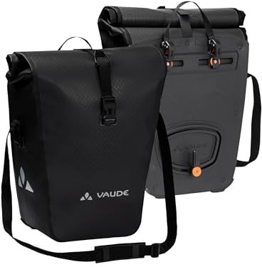 VAUDE Fahrradtaschen für Gepäckträger Aqua Back 2 x 24 L, Hinterradtaschen wasserdicht, Fahrrad Gepäckträgertasche hinten, einfache Befestigung – Made in Germany, black