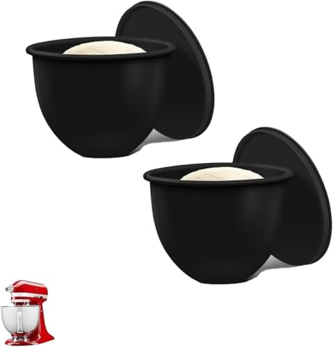 Siliconeinsatz für Küchenmaschine für KitchenAid Standmixer,Lebensmittelechter Silikon Schüssel Einsatz mit Deckel, -40°C bis 240°C,Spülmaschinen/Mikrowellengeeignet (Black+Black, Standard)