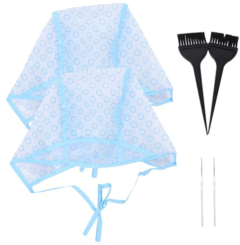BAZEITFLOW Kit de Mèches 6 Pièces pour Cheveux avec Bonnet de Teinture Capillaire Jetable Bleu et Pinceau Noir, Aiguille Crochet en Plastique, Accessoires Professionnels pour Coloration et
