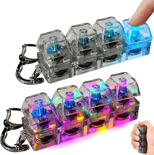 2 Stück Tastatur Fidget, Fidget Keyboard Schlüsselanhänger, Mechanischer Clicker für Stressabbau & Konzentration, Adhs Tastatur, Adhs Spielzeug, 4 Tasten Anti-Stress Gadget für Büro & Unterwegs