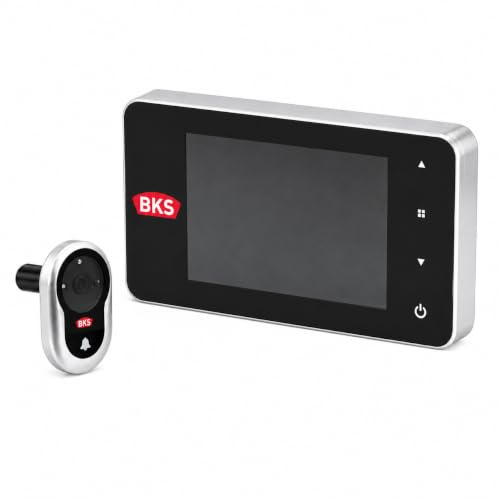 BKS Digitaler Türspion DS-40 | 4 Zoll TFT Farbdisplay | Infrarot Nachtsicht | Aufnahmefunktion | Klingel mit 3 Lautstärken | 105° Blickwinkel | Für Türen 38–110 mm | Silber/Schwarz