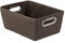 WENKO Aufbewahrungskorb Mod. Chromo eleganter Aufbewahrungsbox in modernem Design geflochtener Kunststoff für Badaccessoires und Küchenkorb mit Chromgriffen 28 x 12 x 19,5 cm Polypropylen Braun