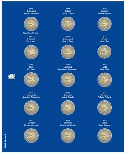 SAFE TOPset-Jahrgangsblatt für 2-Euro-Münzen | Klares Eindrücksystem mit bedruckter Einlage und systemgerechter Lochung