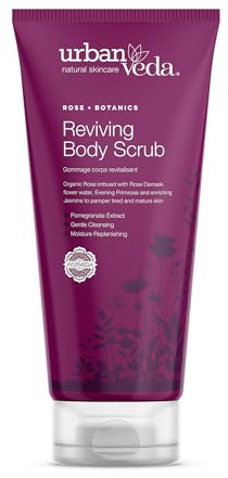 Urban Veda Reviving Body Scrub | Exfoliating Body Scrub for Mature Skin| Rosehip Oil, Pumice & Peach Body Exfoliator Scrub | Rejuvenating & Firming | Dead Skin Remover | Exfoliating Body Wash | 200 ml