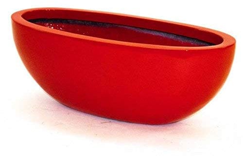 Elegant Einrichten Pflanzschale Fiberglas oval 65x31xH25cm Hochglanz rot.