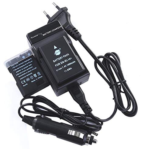 DSTE 2-Pack EN-EL14 Rechange Batterie et DC111E Voyage Chargeur Compatible pour Nikon ENEL14 D3100 D3200 D3300 D5100 D5200 D5300 D5500 P7000 P7100 P7200 P7700 P7800 Cámara