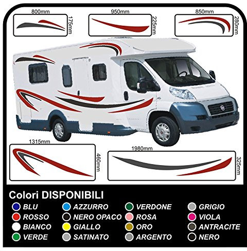 Wohnmobil Wohnwagen Grafik Dekoration Motorhome Aufkleber Camper Vinyl Grafiken Streifen Set RV Camper Van Caravan Reisemobil -Grafik 04- Stickers Decals (EINE ANDERE Color (Kontakt))