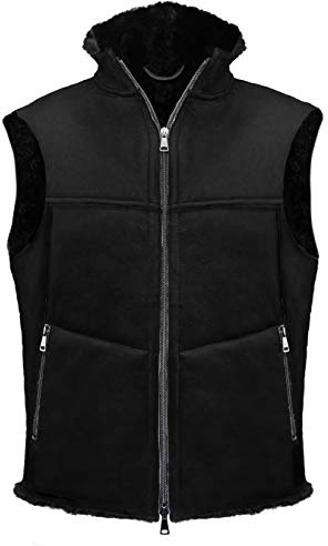 CHRIST Herren Lammfellweste Lammfelle – sportliche, hochwertige Fellweste aus echtem Fell, auch ALS Reitweste, Outdoor-Weste oder Winterweste geeignet (58, Schwarz)