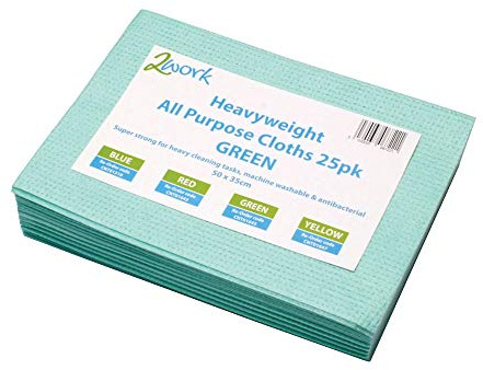2Work Heavyweight All Purpose Cloth 500x350mm Green (Pack of 25) CNT01645