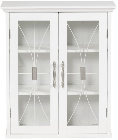 Teamson Home Wooden Bathroom Wall Cabinet with Doors, Bathroom Storage Cabinet, Removable Wall Cabinet, Adjustable Shelves, White, Delaney Collection