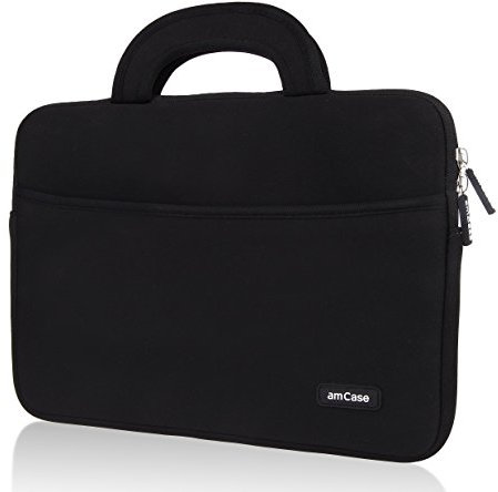 amCase Chromebook Case-11.6 to 12 inch Neoprene Travel Sleeve with Handle-Black