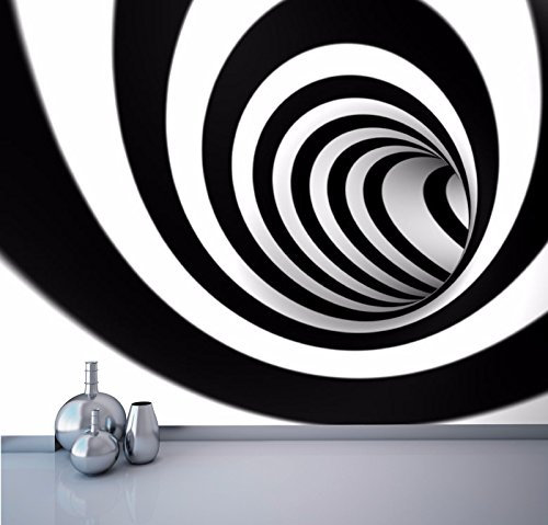 Wallpaper 3D Swirl Black And White Photo Wall Mural - 2XL