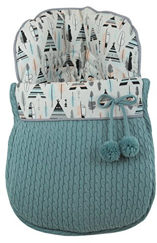 Fußsack oder Schlafsack Babytragetasche mit Schutzhülle für DOONA Gruppe 0. Verfügban mehrere Modellen und Farbene (Dakota (Tipis und Federn) Blasgrün)