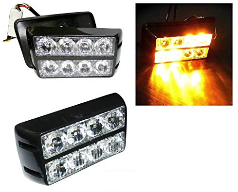 1x 12/24v 8 LED Orange Amber Light Lamp Recovery Flashing Breakdown Strobe Grill