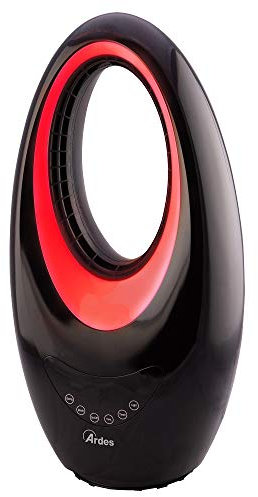 Ardes AR4BL1 Sauron Bladeless Termoventilatore Ceramico Oscillante Senza Pale con Telecomando, Luce Notturna Led e Timer, 2000 w, Nero