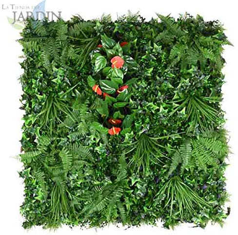 Suinga Jardin Vertical Tropical 100x100 cm | Planta Artificial | Decoración de Pared Interior Exterior | Jardines Verticales | Protección UV