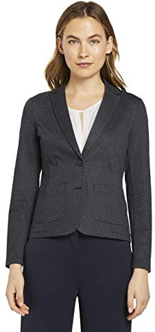 TOM TAILOR Damen Slim Fit Blazer mit Hahnentritt-Muster 1021204, 24617 - Grey Houndtooth Check, XL