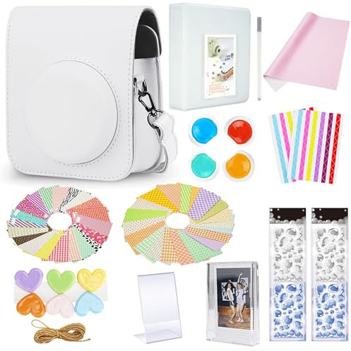 Yosuny Instant camera Mini 12 Accessories, Compatible with Fujifilm Instax Film Cameras, Includes Protective Case/Album/Filter/Photo Case/Photo Holder and More-11 in 1 (White)