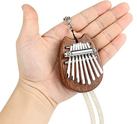 Alnicov 8 Tasten Kalimba Daumen Klavier, Super MiNi Massivholz Finger Klavier mit Lanyard Geeignet für Anfänger in Geburtstag Weihnachten und andere Gelegenheiten (Katzenohr Form)