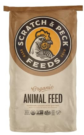 Scratch and Peck Feeds Whole Grain Layer Mash + Corn Chicken and Duck Feed - 40 lbs Bag - Soy-Free - 16% Protein, Certified Organic and Non-GMO Project Verified Chicken Food